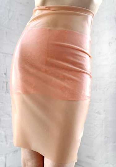 peachy latex pencil skirt