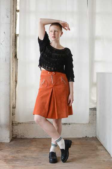 90s does 60s Mod Orange Suede Skirt