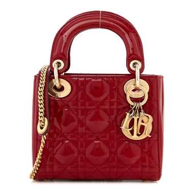 CHRISTIAN DIOR Patent Cannage Mini Lady Dior Red