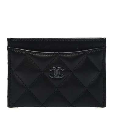 CHANEL Lambskin Quilted Card Holder Black