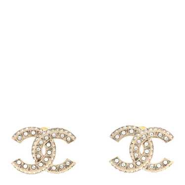 CHANEL Crystal CC Earrings Light Gold