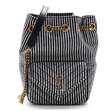 SAINT LAURENT Canvas Striped Mini Joe Bucket Bag … - image 1