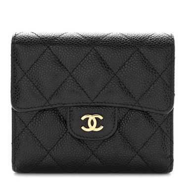 CHANEL Caviar Quilted Compact Flap Wallet Black - image 1