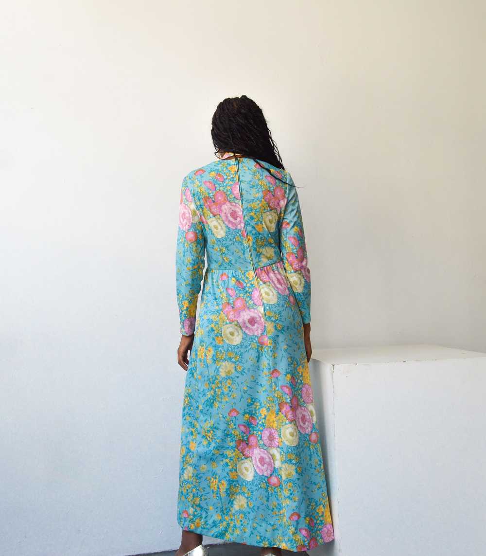 Vintage 70s Lois Impasto Painterly Floral Dress (… - image 2