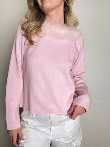 Random Vintage Pink Feather Collar Sweater (S) |…