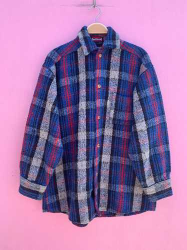 COOL 1990S HEAVY TEXTILE PLAID BLANKET JACKET