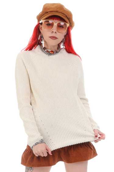 Vintage Y2K Cream Knit Turtle Neck Sweater - XS/S
