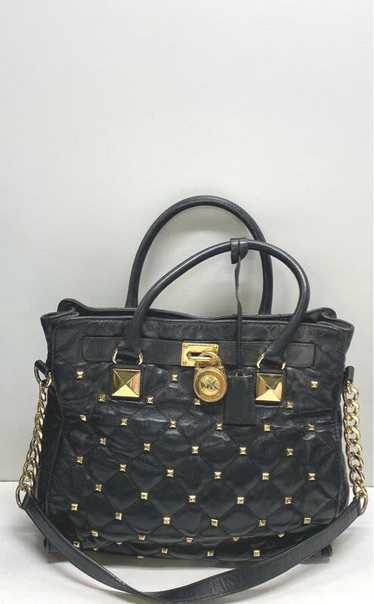 Michael Kors Quilted Leather Studded Satchel Black