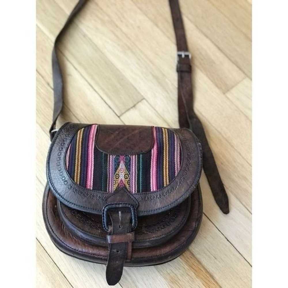 Vintage Leather Woven Handbag - image 2