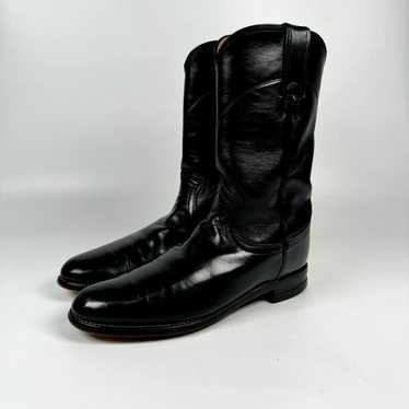 Vintage Justin Boots Women's Black Leather Roper … - image 1