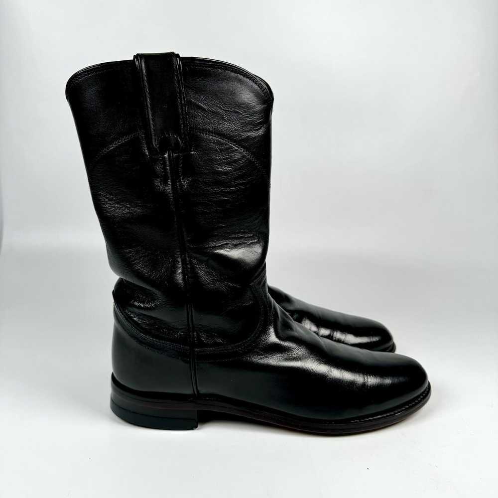 Vintage Justin Boots Women's Black Leather Roper … - image 2