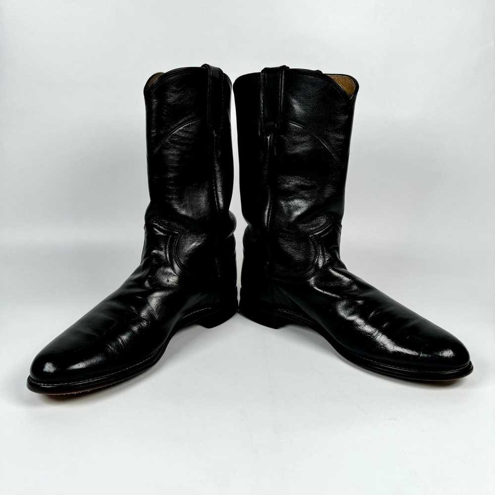 Vintage Justin Boots Women's Black Leather Roper … - image 3
