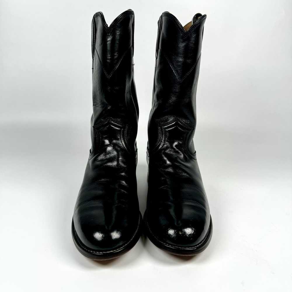 Vintage Justin Boots Women's Black Leather Roper … - image 4