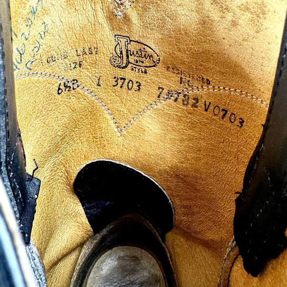 Vintage Justin Boots Women's Black Leather Roper … - image 9