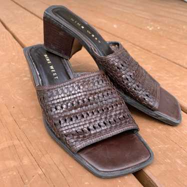 90’s Brown Leather Woven Sandals