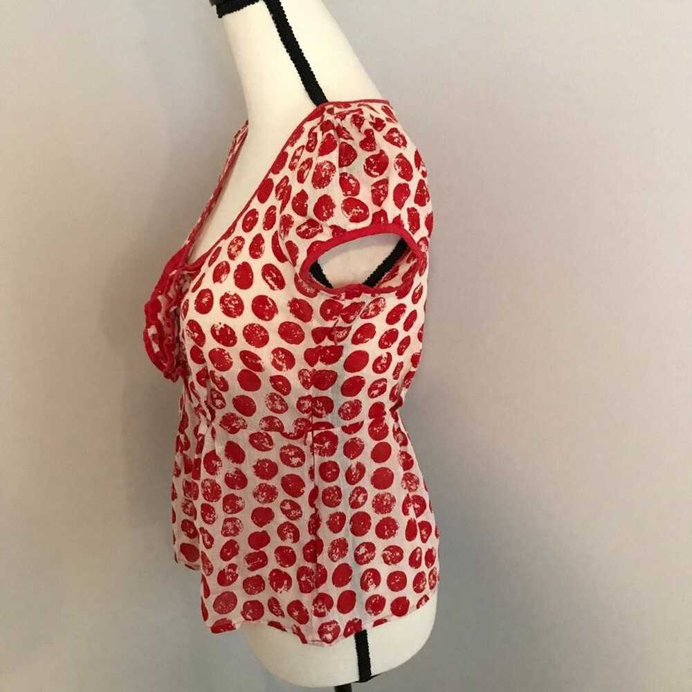 Anthropologie Odille White and Red Polka Dot Blou… - image 2