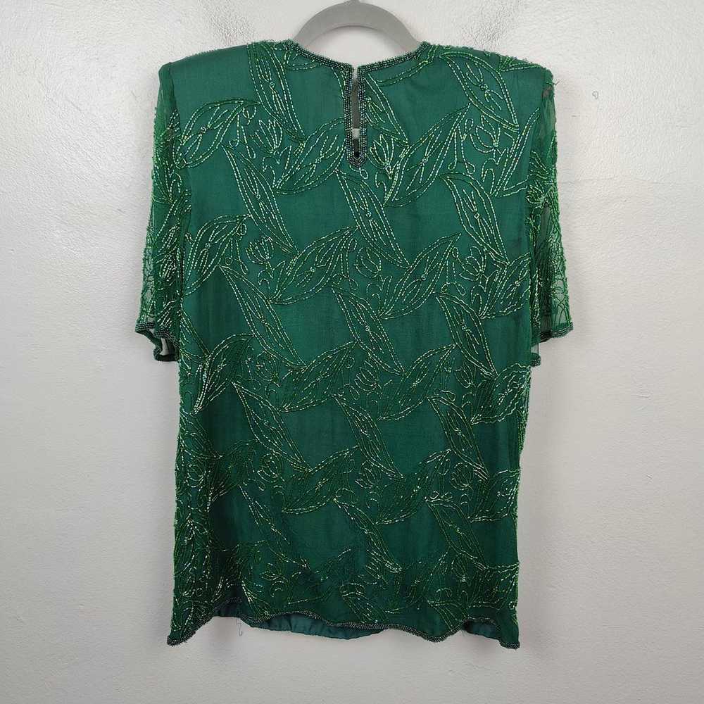 Vintage 80s New Trends Silk Beaded Top Womens Sma… - image 8