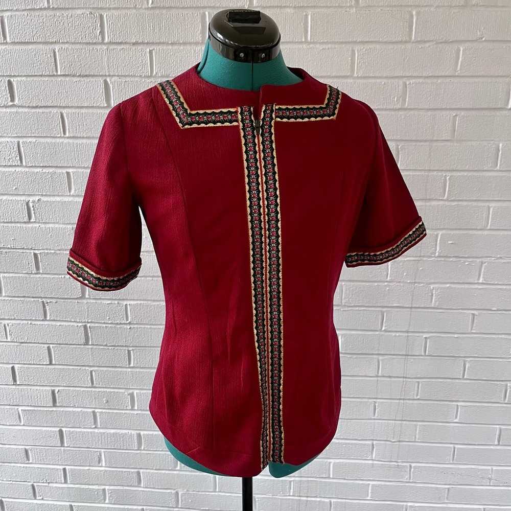 Vintage 70s polyester zip up blouse - image 1