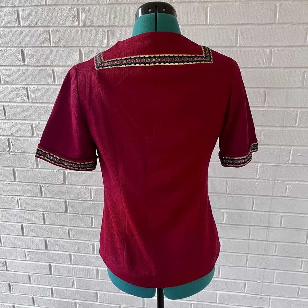 Vintage 70s polyester zip up blouse - image 2