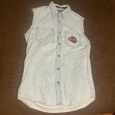 SEND OFFERS Harley Davidson Denim Button Denim Ves