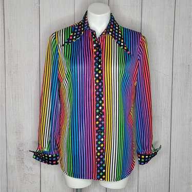 Vintage 70s Rainbow Stripe & Checkered Psychedelic