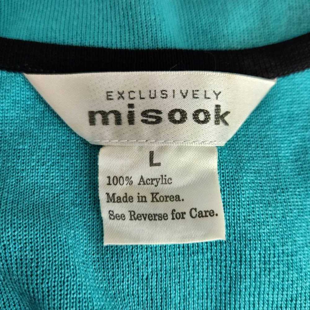 Vintage Misook Knit Top Aqua / Teal & Black Size … - image 2