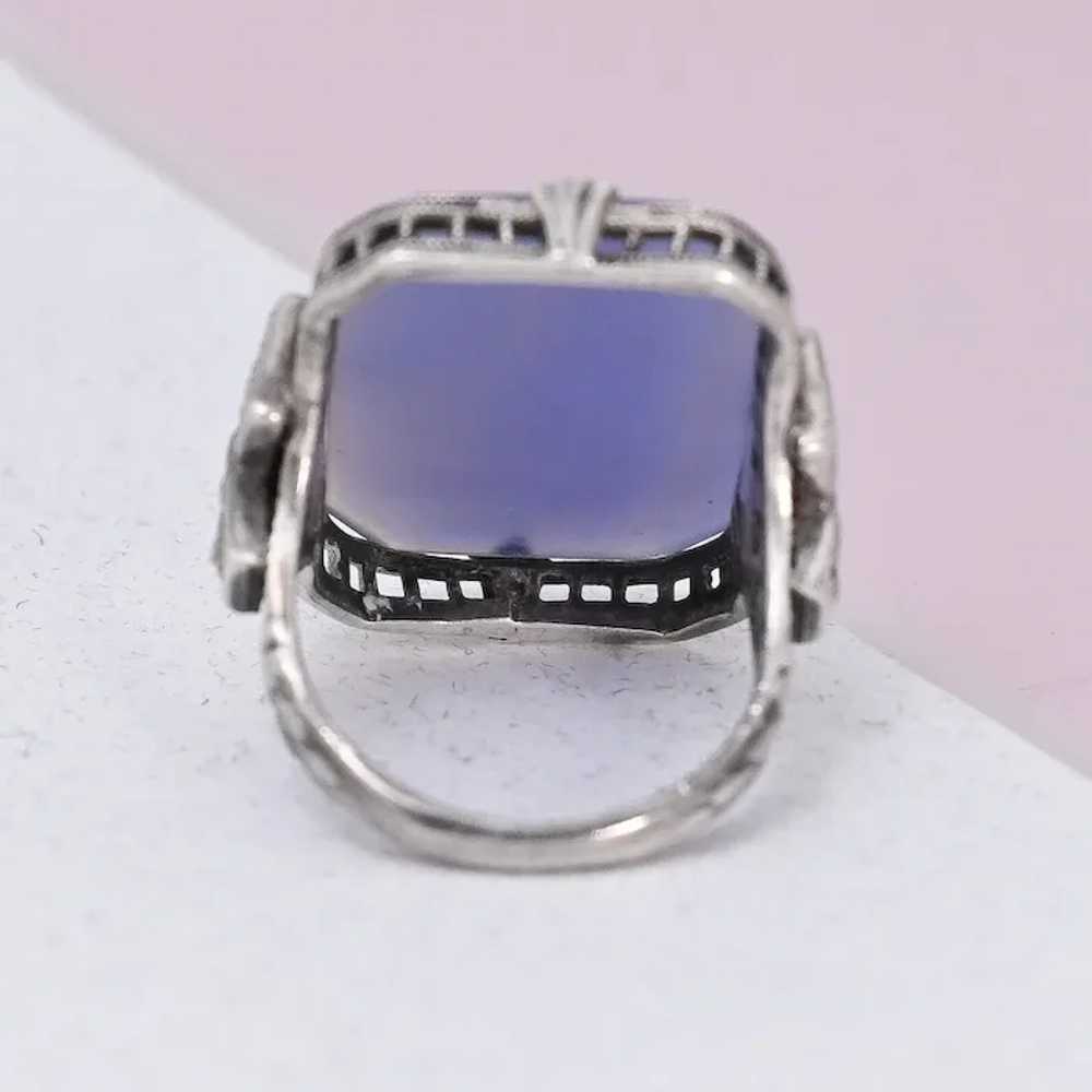 Vtg 1930s Art Deco Natural Blue Chalcedony Sterli… - image 3