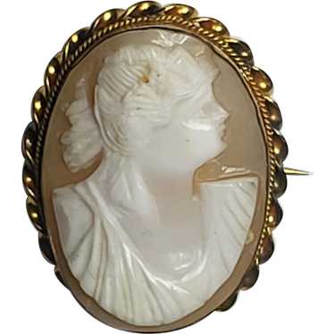 Vintage Hand-Carved Shell Cameo Brooch