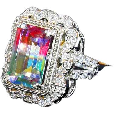 Iris Glass and Sterling Ring – Art Deco style – si