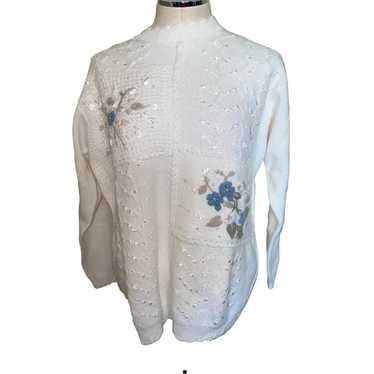 Koret Vintage Knit Floral Embroidered Lace Patchwo
