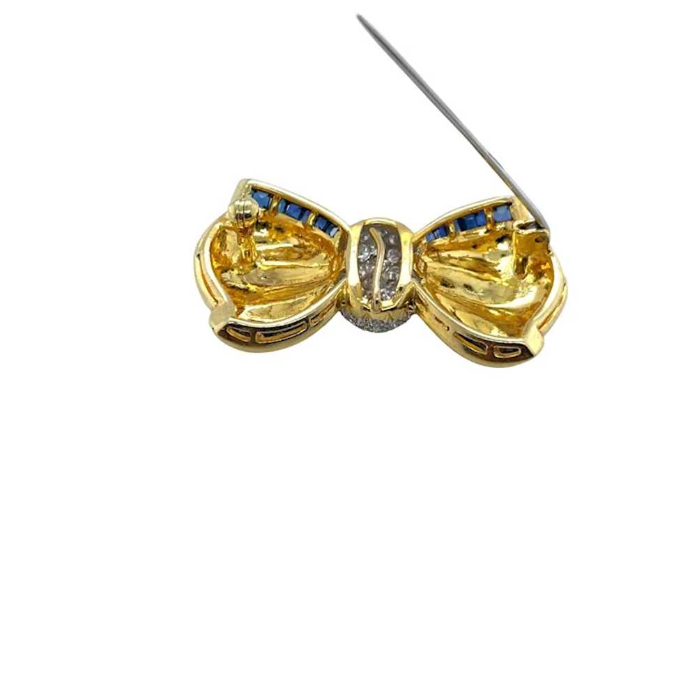 18K Yellow and White Gold Diamond and Sapphire Br… - image 2