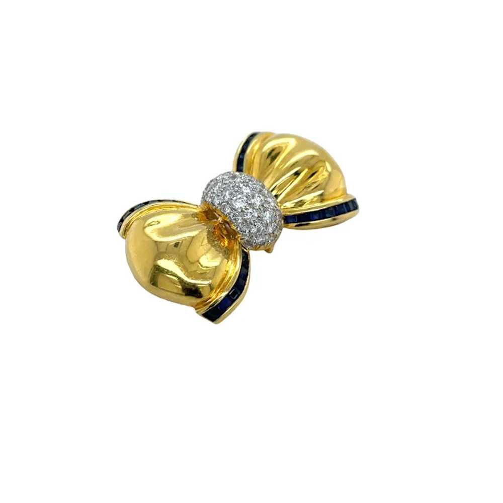 18K Yellow and White Gold Diamond and Sapphire Br… - image 3