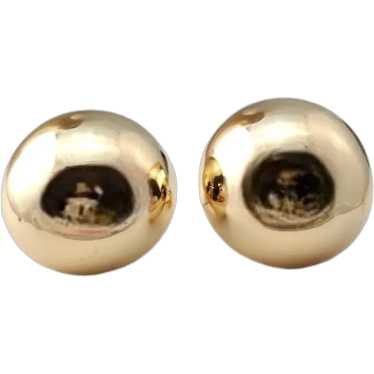 14K Yellow Gold Large Dome Button Earrings #17190