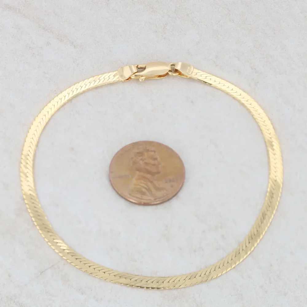 14k Yellow Gold Herringbone Bracelet 3.86g - image 3