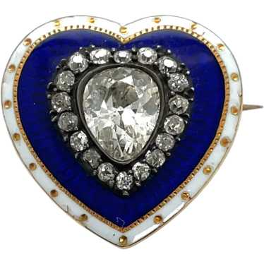 Georgian Silver and Gold Diamond and Enamel Brooch