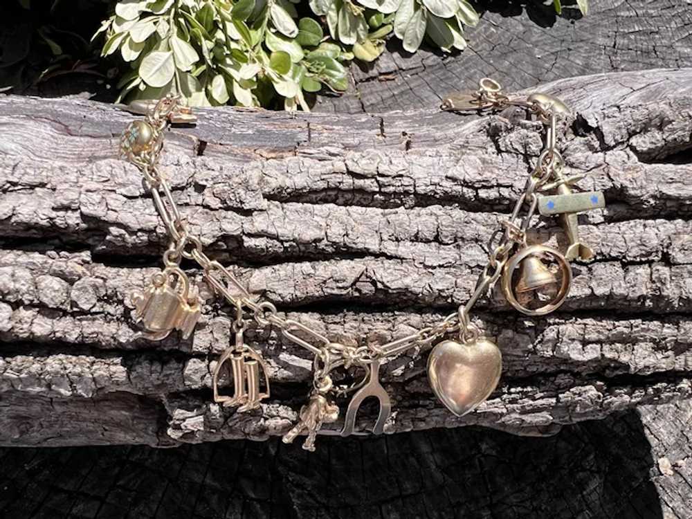 14K Yellow Gold Charm Bracelet - image 2