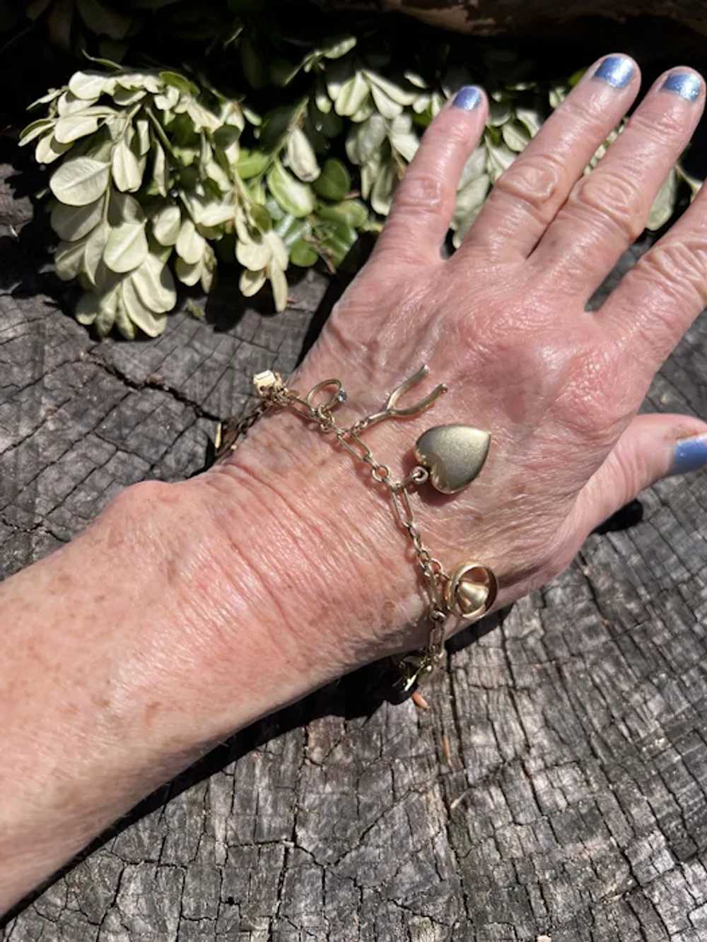 14K Yellow Gold Charm Bracelet - image 3