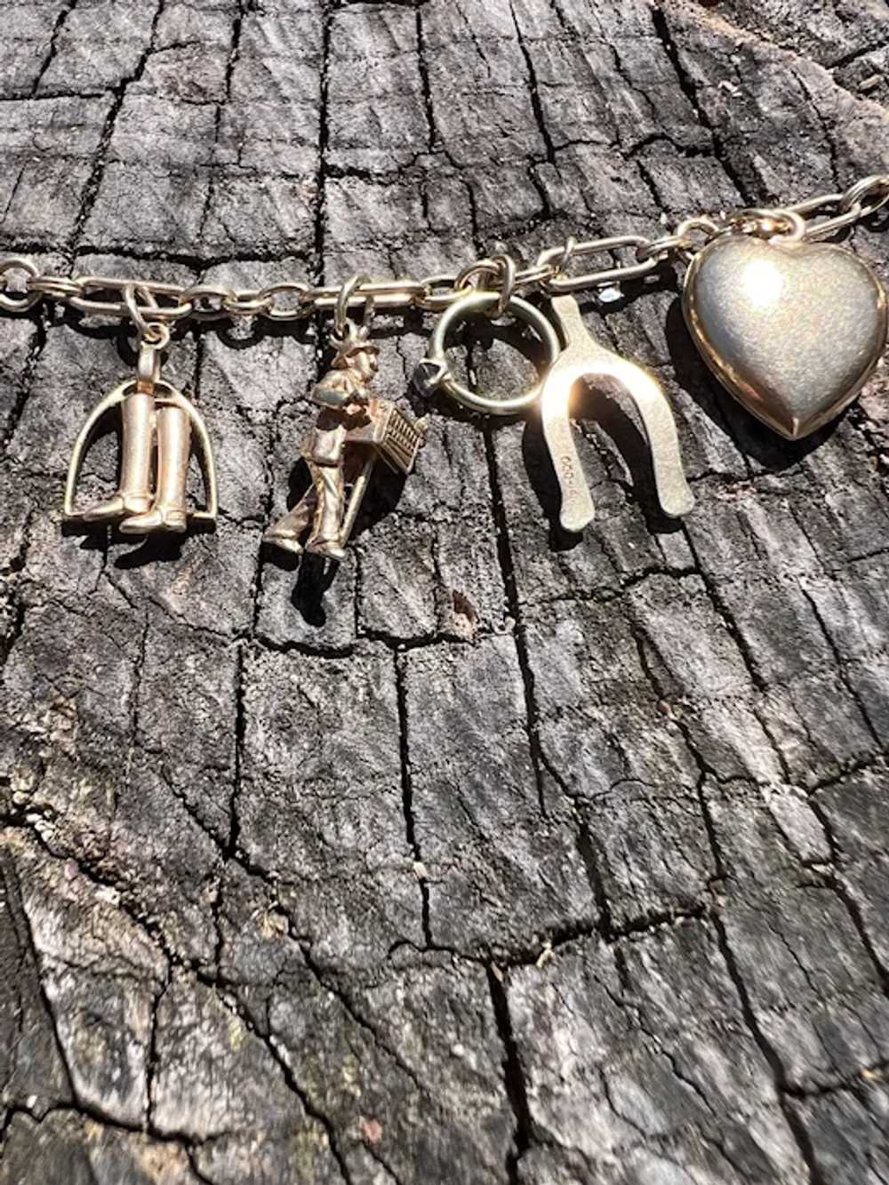 14K Yellow Gold Charm Bracelet - image 5