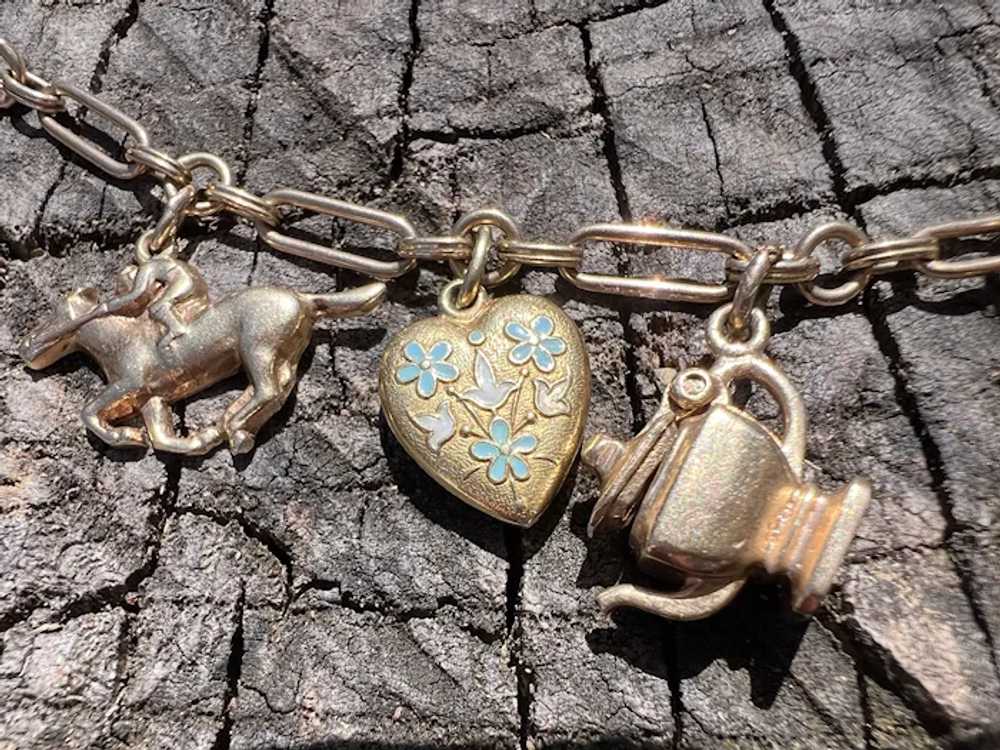 14K Yellow Gold Charm Bracelet - image 8