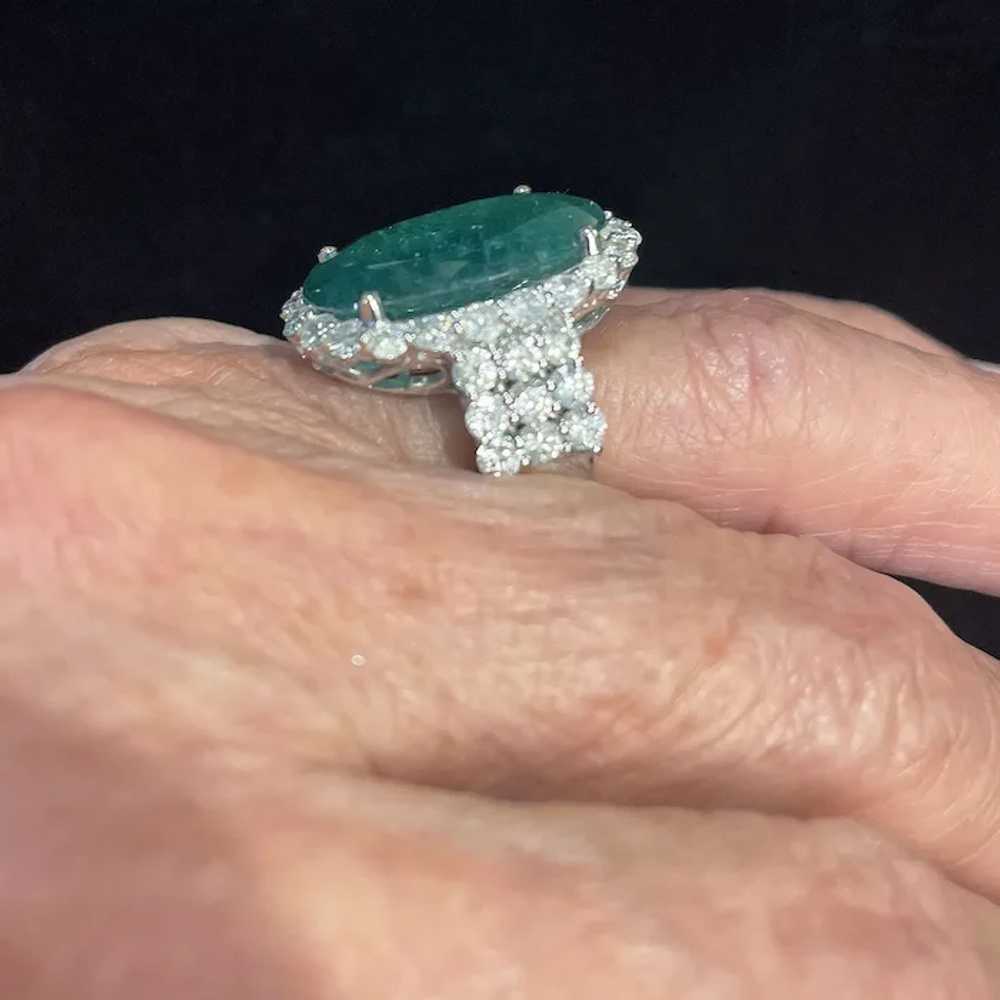 9.09 Carat Oval Emerald and Diamond Ring - image 6