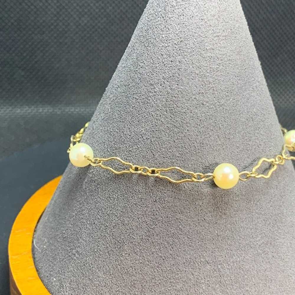 Gold Tone Vintage Cultured Pearl Bracelet 5.2mm P… - image 4
