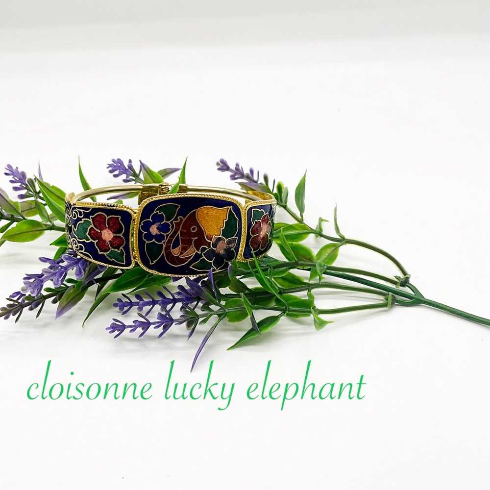Cloisonné Lucky Elephant  Clamper Bracelet - image 2