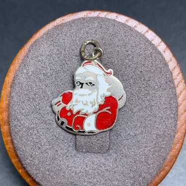 Vintage Sterling Silver 925 Santa Claus Charm Red… - image 1