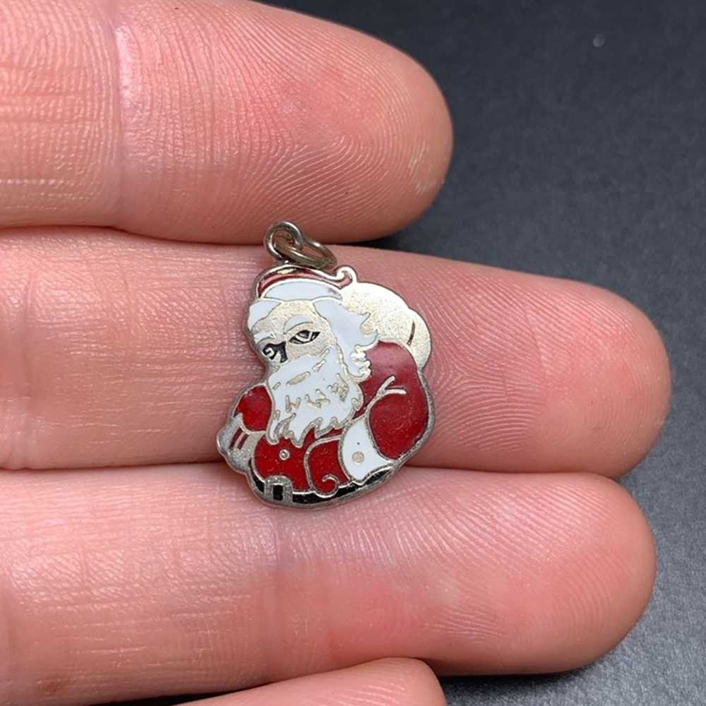 Vintage Sterling Silver 925 Santa Claus Charm Red… - image 2