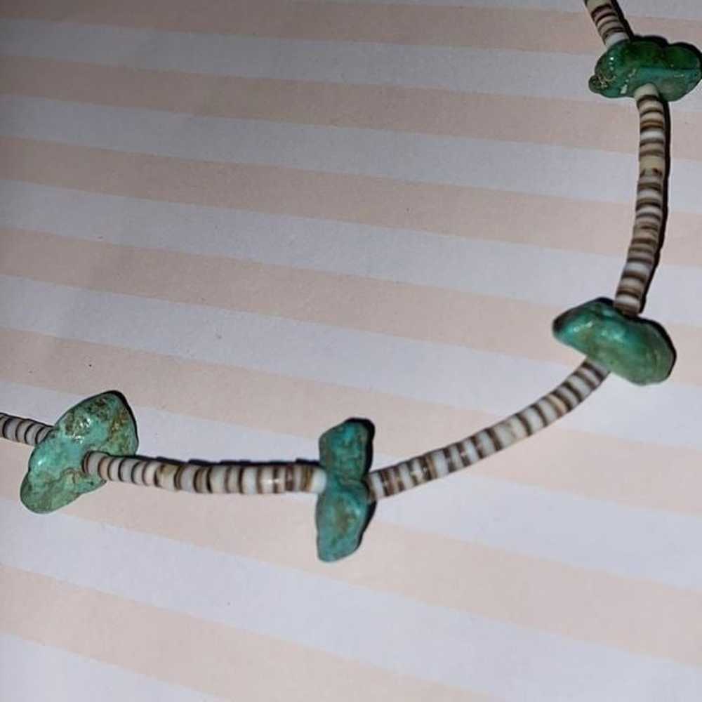Vintage Turquoise Nugget & Heishi Necklace - image 4