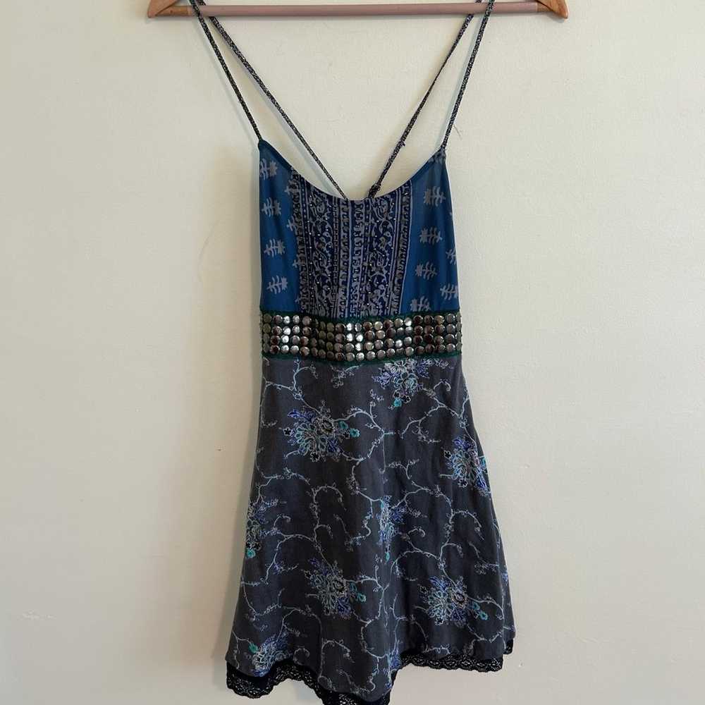 Vintage Free People Beaded Bohemian Babydoll Dres… - image 3