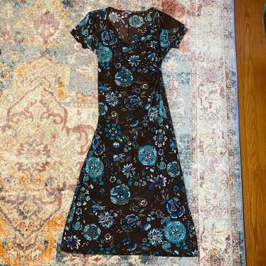 Vintage Y2K / 2000s brown and blue paisley maxi d… - image 1