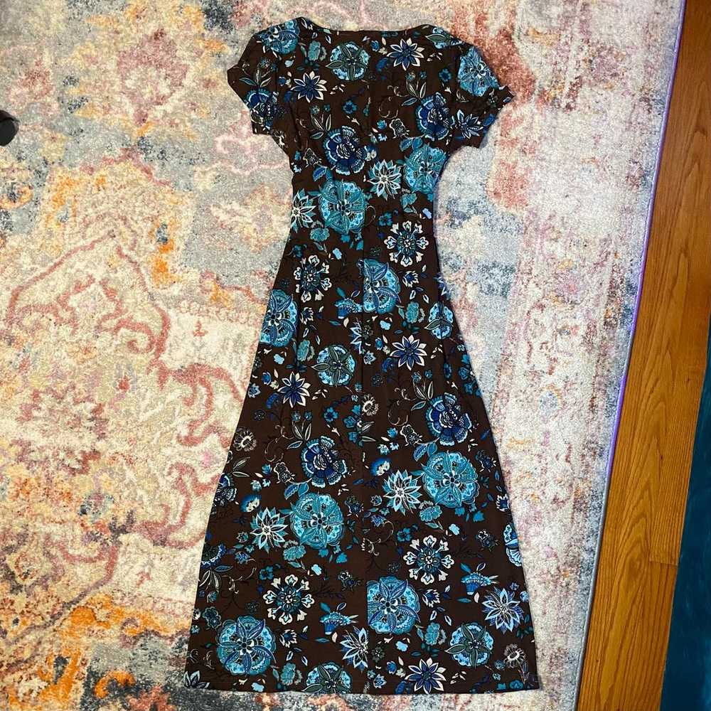 Vintage Y2K / 2000s brown and blue paisley maxi d… - image 3
