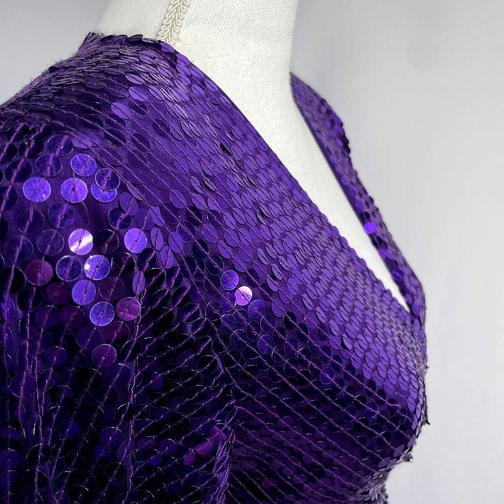 Vintage 70s 80s Disco Goldbergs Purple Sequin Lon… - image 12
