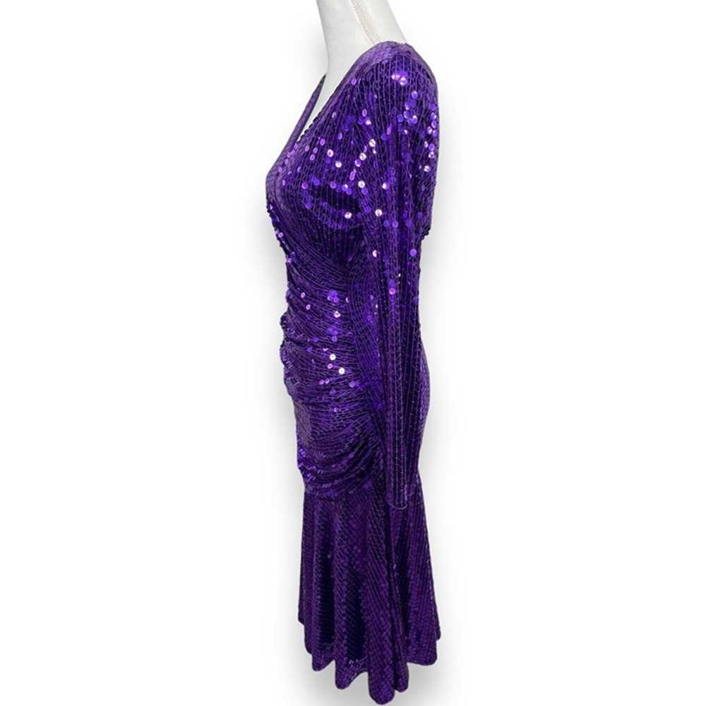 Vintage 70s 80s Disco Goldbergs Purple Sequin Lon… - image 6